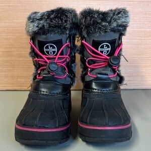 Black and Pink Kids Winter Boots